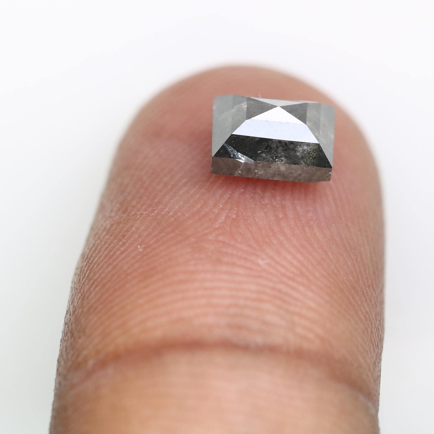 1.70 CT Natural Loose Emerald Shape Diamond Salt And Pepper Emerald Shape Diamond Black Grey Color Emerald Rose Cut Diamond