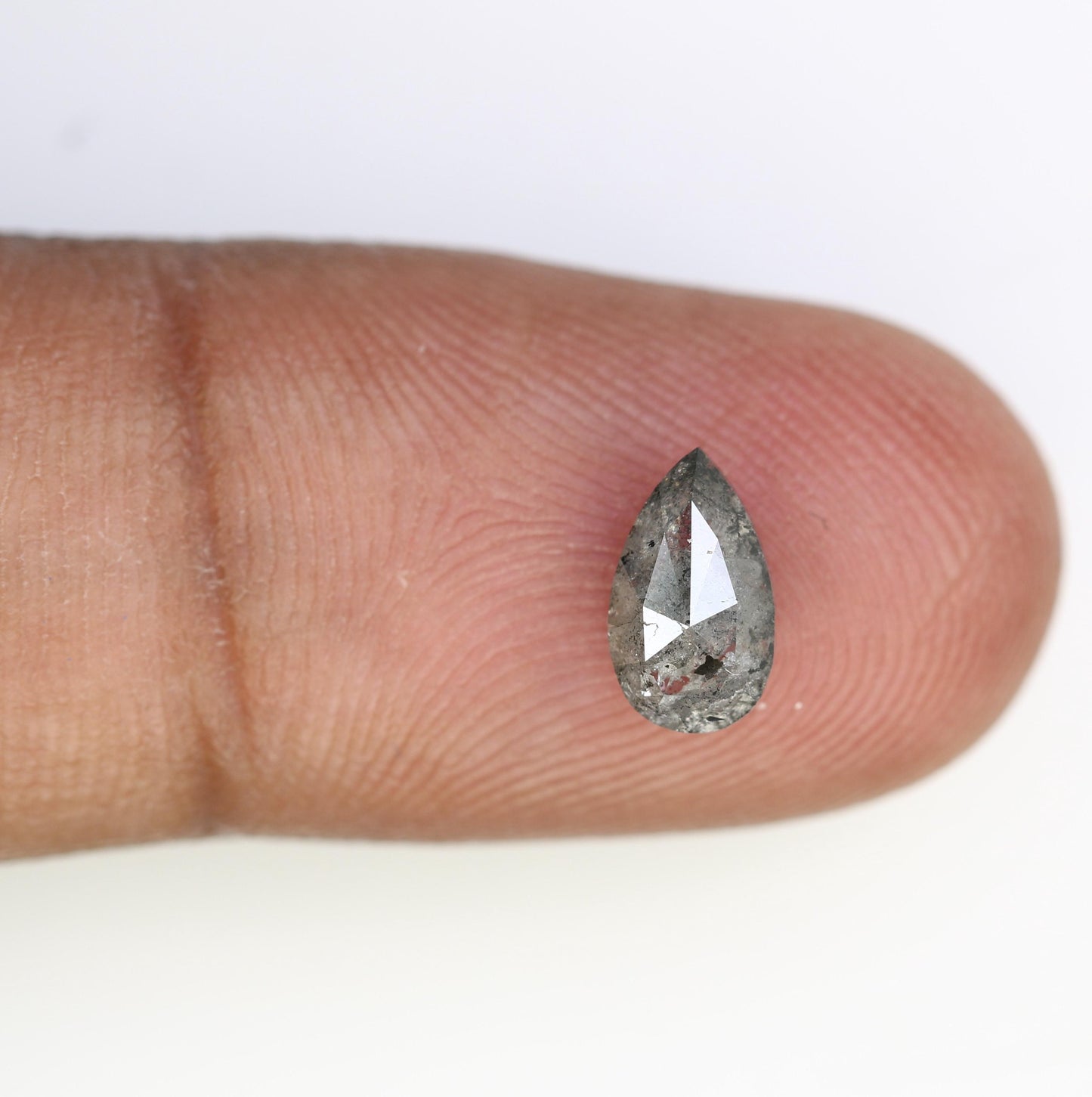 1.29 CT Natural Loose Pear Shape Diamond Salt And Pepper Pear Rose Cut Diamond Black Grey Color Pear Shape Rose Cut Diamond