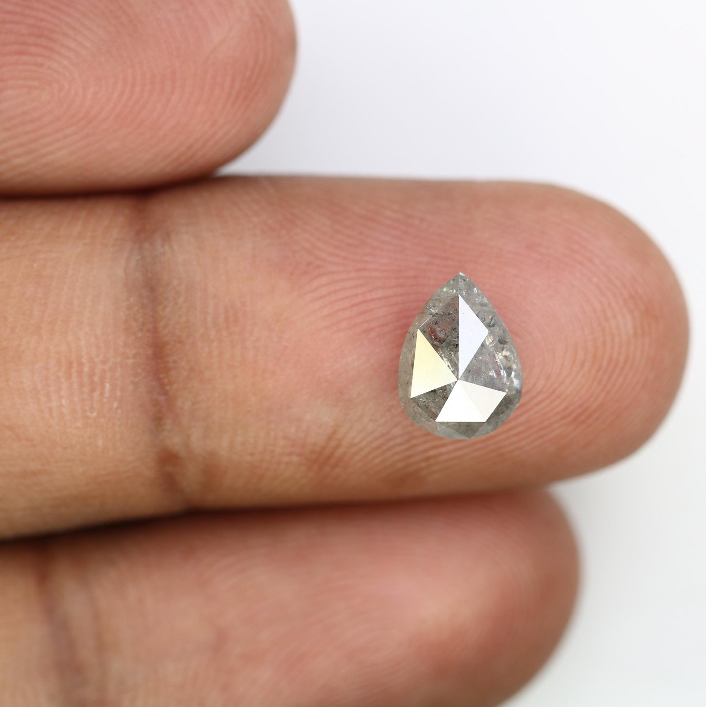 2.71 CT Natural Loose Pear Shape Diamond Salt And Pepper Pear Cut Diamond Natural Black Grey Color Pear Shape Rose Cut Diamond