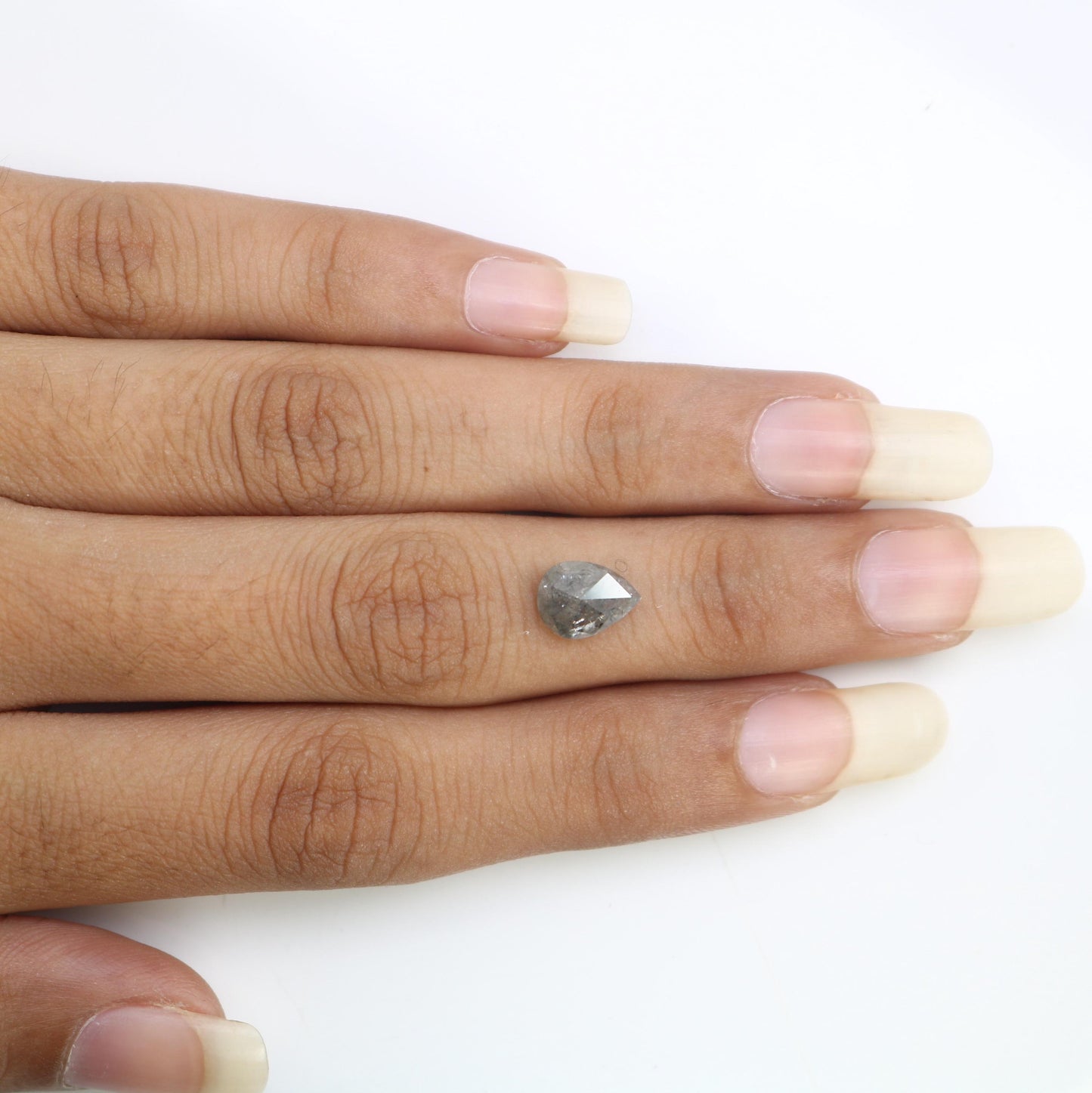 2.71 CT Natural Loose Pear Shape Diamond Salt And Pepper Pear Cut Diamond Natural Black Grey Color Pear Shape Rose Cut Diamond