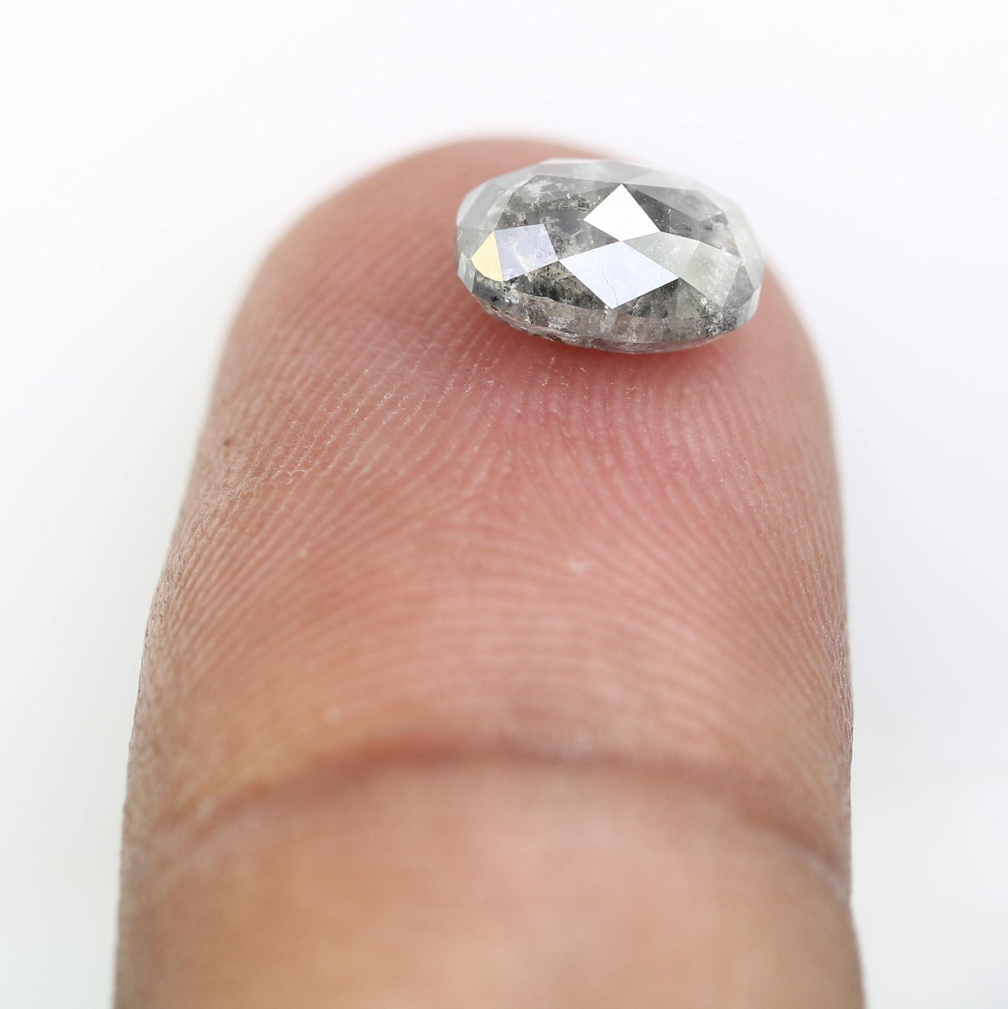 1.65 CT Natural Loose Oval Shape Diamond Salt And Pepper Oval Cut Diamond Natural Black Grey Color Oval Rose Cut Diamond