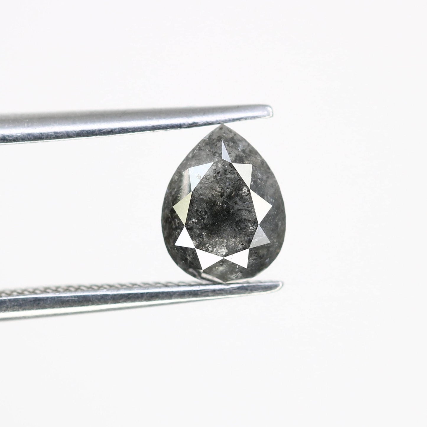1.23 CT Natural Loose Pear Shape Diamond Salt And Pepper Pear Cut Diamond Natural Loose Black Grey Pear Rose Cut Diamond
