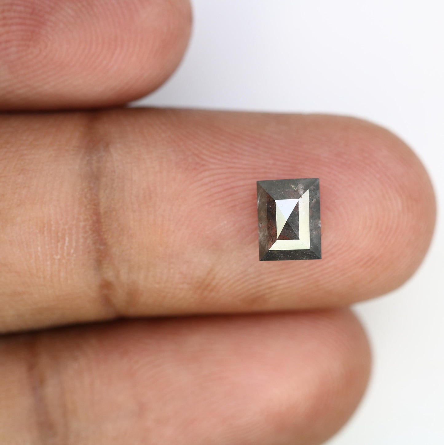 1.70 CT Natural Loose Emerald Shape Diamond Salt And Pepper Emerald Shape Diamond Black Grey Color Emerald Rose Cut Diamond