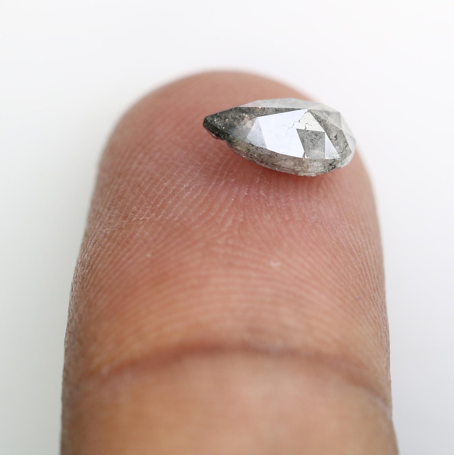 1.29 CT Natural Loose Pear Shape Diamond Salt And Pepper Pear Rose Cut Diamond Black Grey Color Pear Shape Rose Cut Diamond