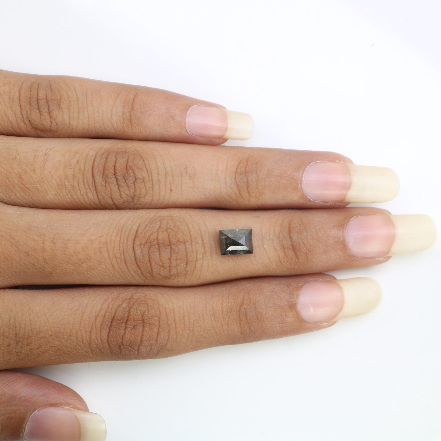 1.70 CT Natural Loose Emerald Shape Diamond Salt And Pepper Emerald Shape Diamond Black Grey Color Emerald Rose Cut Diamond