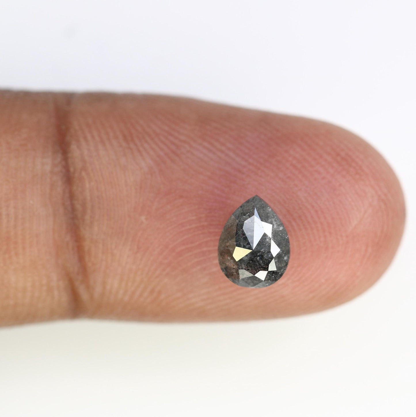 1.23 CT Natural Loose Pear Shape Diamond Salt And Pepper Pear Cut Diamond Natural Loose Black Grey Pear Rose Cut Diamond