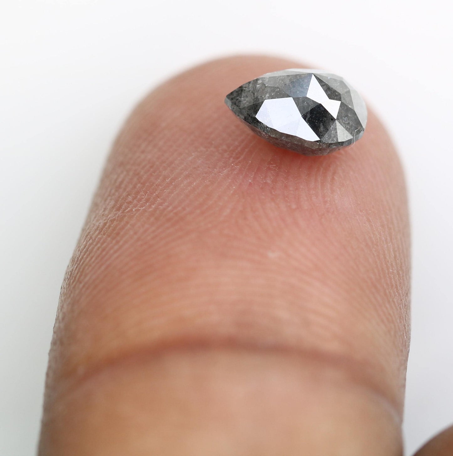 1.23 CT Natural Loose Pear Shape Diamond Salt And Pepper Pear Cut Diamond Natural Loose Black Grey Pear Rose Cut Diamond