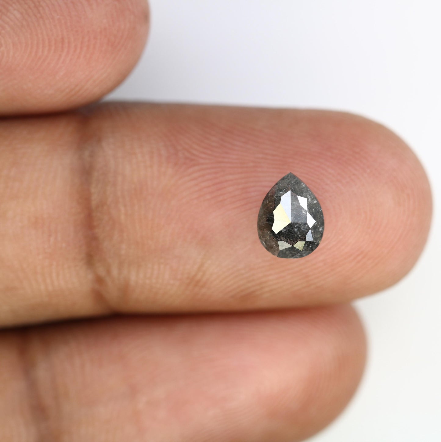 1.23 CT Natural Loose Pear Shape Diamond Salt And Pepper Pear Cut Diamond Natural Loose Black Grey Pear Rose Cut Diamond