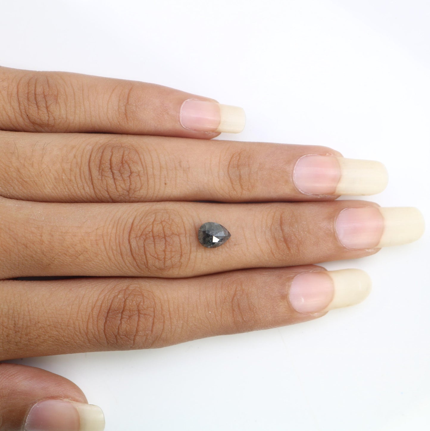 1.23 CT Natural Loose Pear Shape Diamond Salt And Pepper Pear Cut Diamond Natural Loose Black Grey Pear Rose Cut Diamond