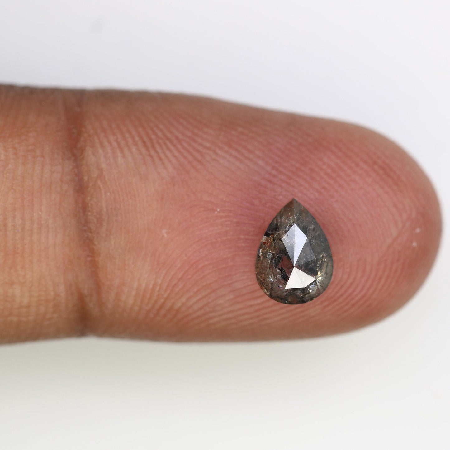 1.15 CT Natural Loose Pear Shape Diamond Salt And Pepper Pear Cut Diamond Natural Black Grey Color Pear Rose Cut Diamond