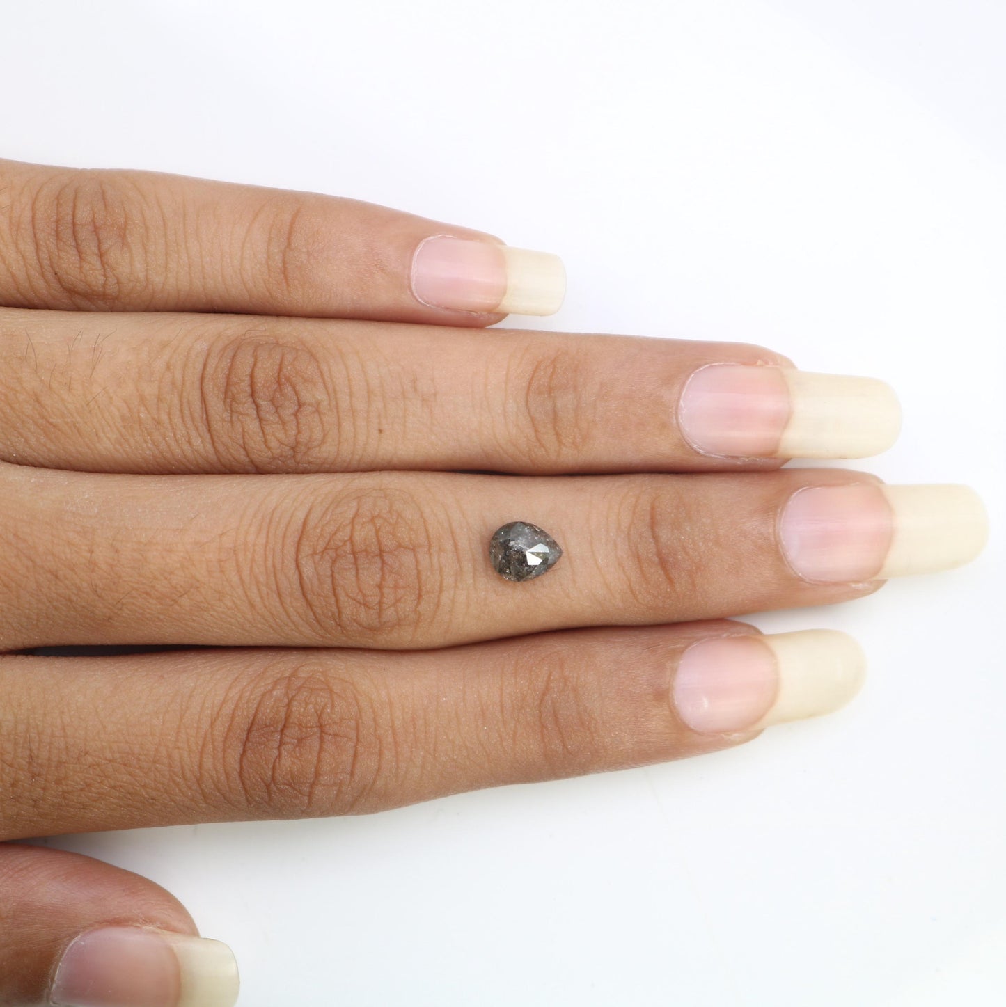 1.08 CT Natural Loose Pear Shape Diamond Salt And Pepper Pear Rose Cut Diamond Natural Black Grey Color Pear Shape Diamond