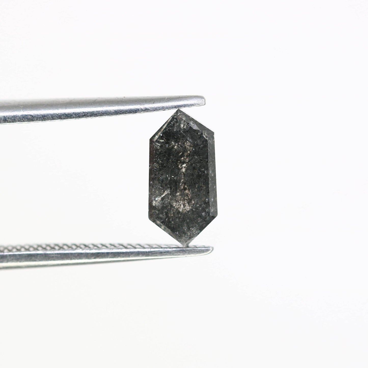 1.01 Carats Natural Loose Hexagon Salt And Pepper Diamond Black Grey Color Hexagon Shape Rose Cut Diamond