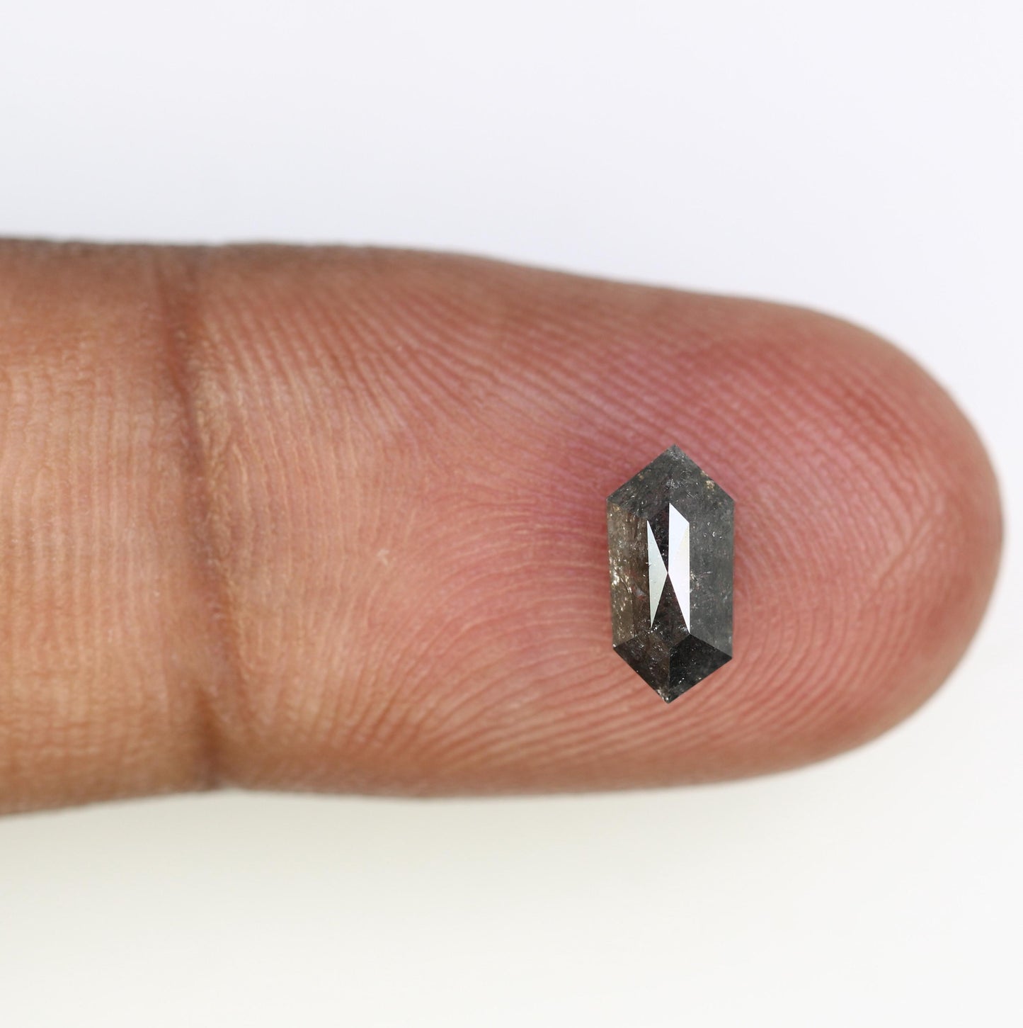 1.01 Carats Natural Loose Hexagon Salt And Pepper Diamond Black Grey Color Hexagon Shape Rose Cut Diamond