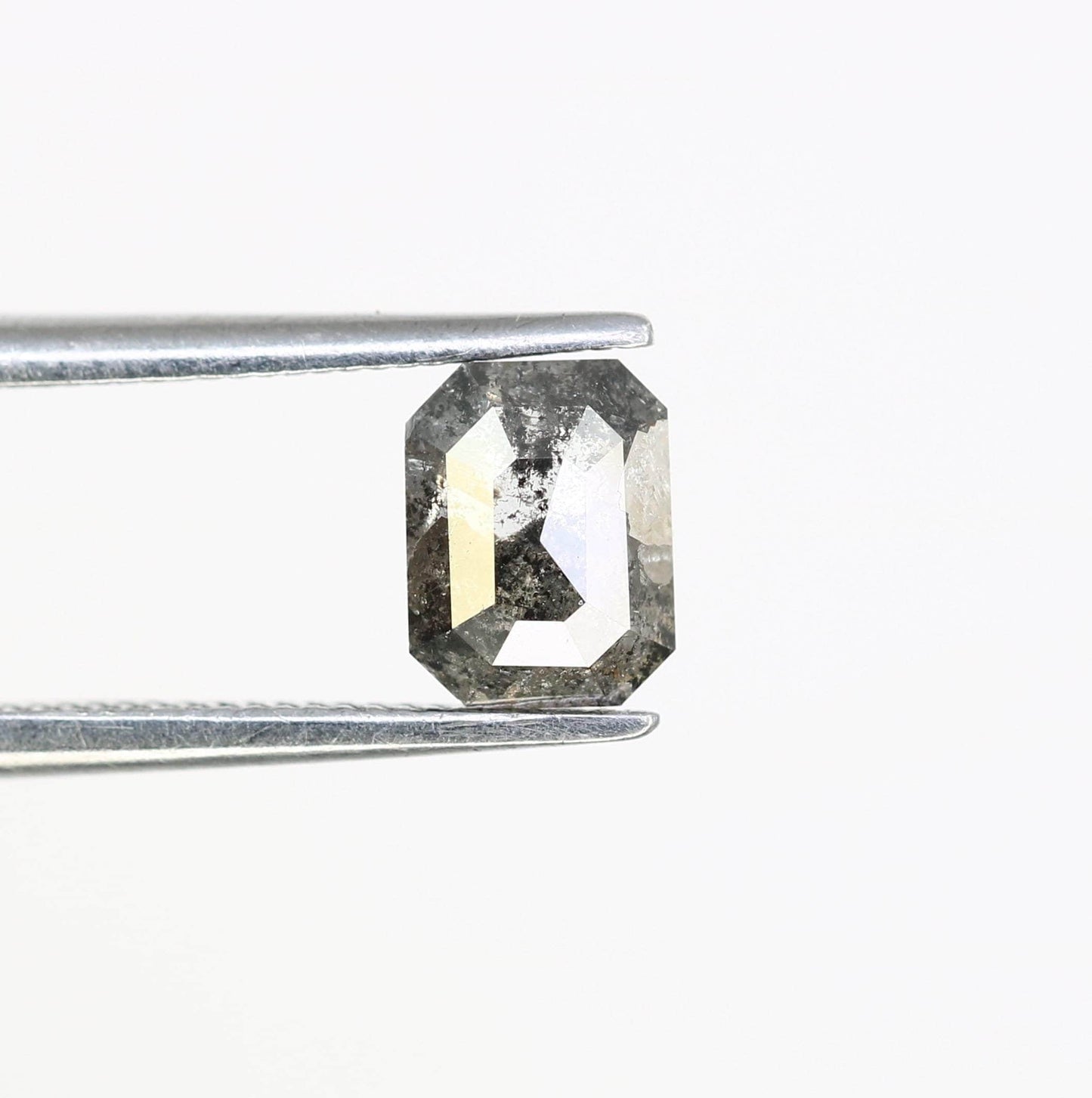 0.83 CT Natural Loose Emerald Shape Diamond Salt And Pepper Emerald Cut Diamond Natural Black Grey Emerald Rose Cut Diamond