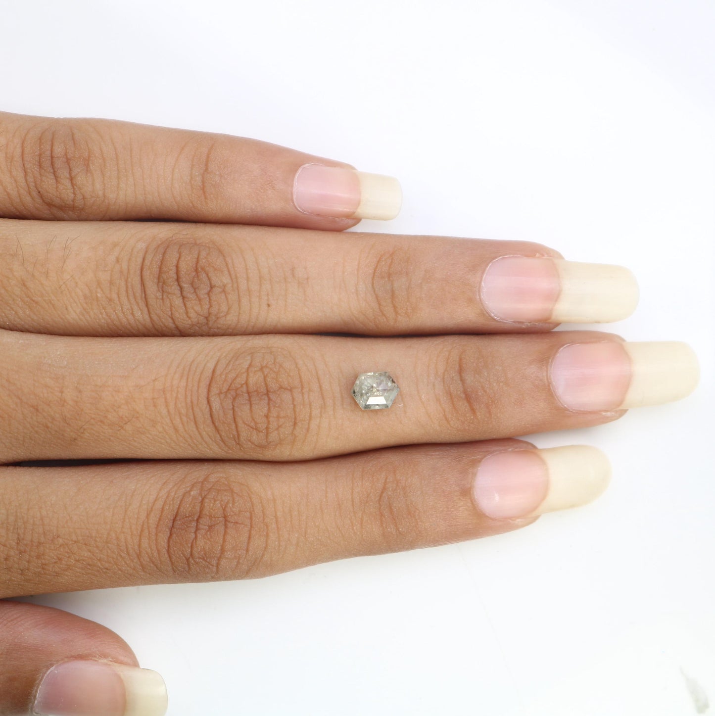 0.94 Carats Natural Loose Hexagon Shape Diamond Salt And Pepper Hexagon Cut Diamond Natural Grey Diamond Hexagon Rose Cut Diamond
