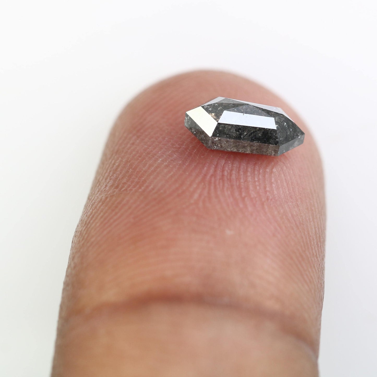 1.01 Carats Natural Loose Hexagon Salt And Pepper Diamond Black Grey Color Hexagon Shape Rose Cut Diamond