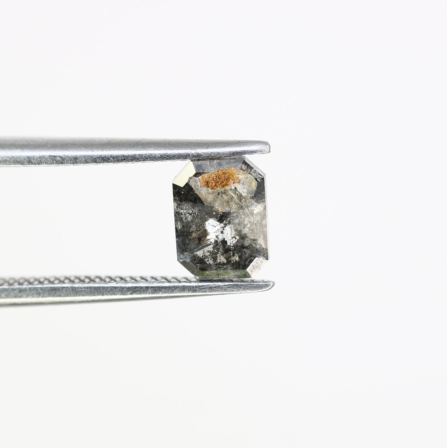0.83 CT Natural Loose Emerald Shape Diamond Salt And Pepper Emerald Cut Diamond Natural Black Grey Emerald Rose Cut Diamond
