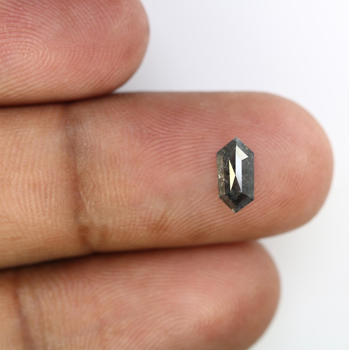 1.01 Carats Natural Loose Hexagon Salt And Pepper Diamond Black Grey Color Hexagon Shape Rose Cut Diamond
