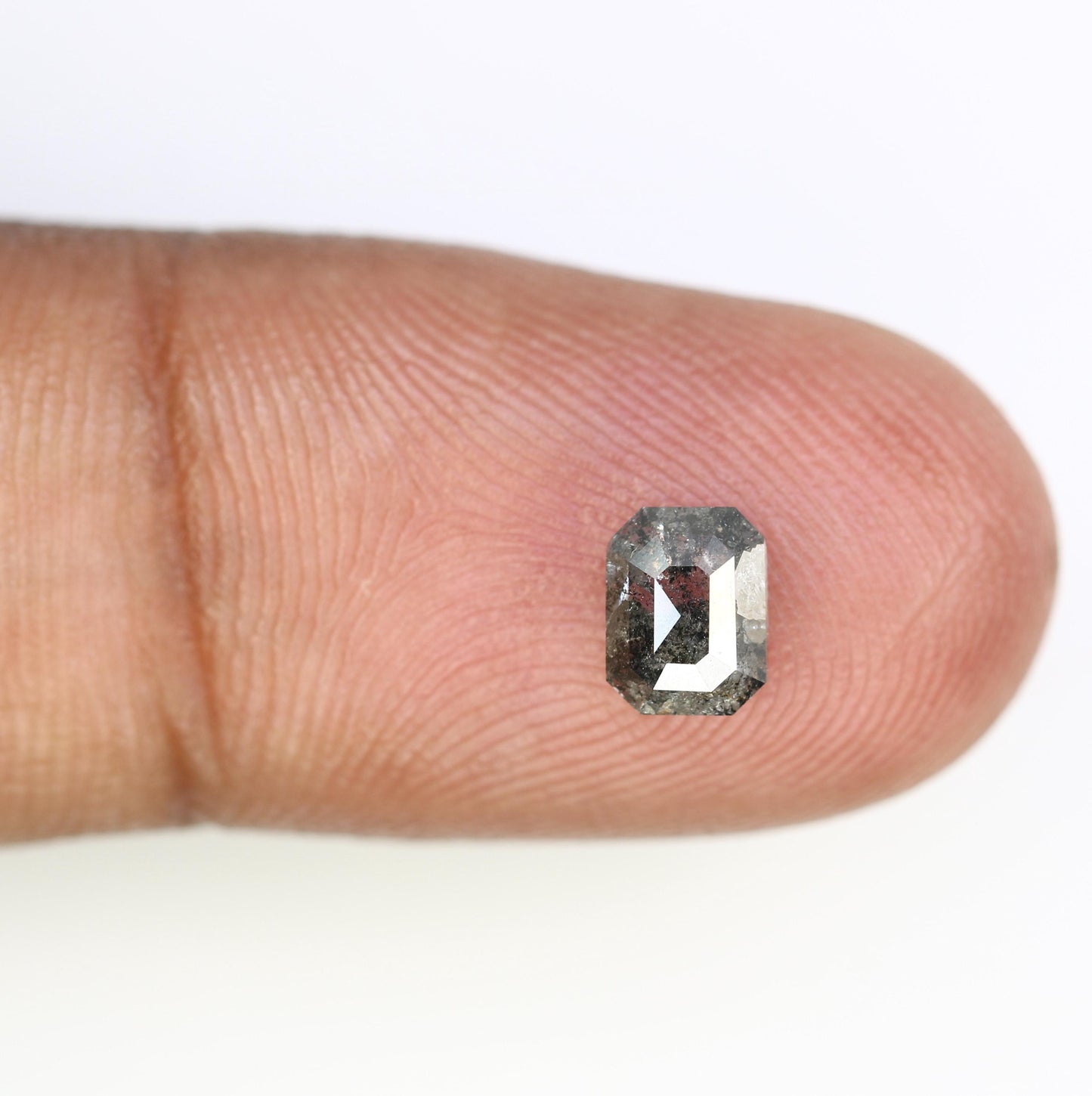 0.83 CT Natural Loose Emerald Shape Diamond Salt And Pepper Emerald Cut Diamond Natural Black Grey Emerald Rose Cut Diamond