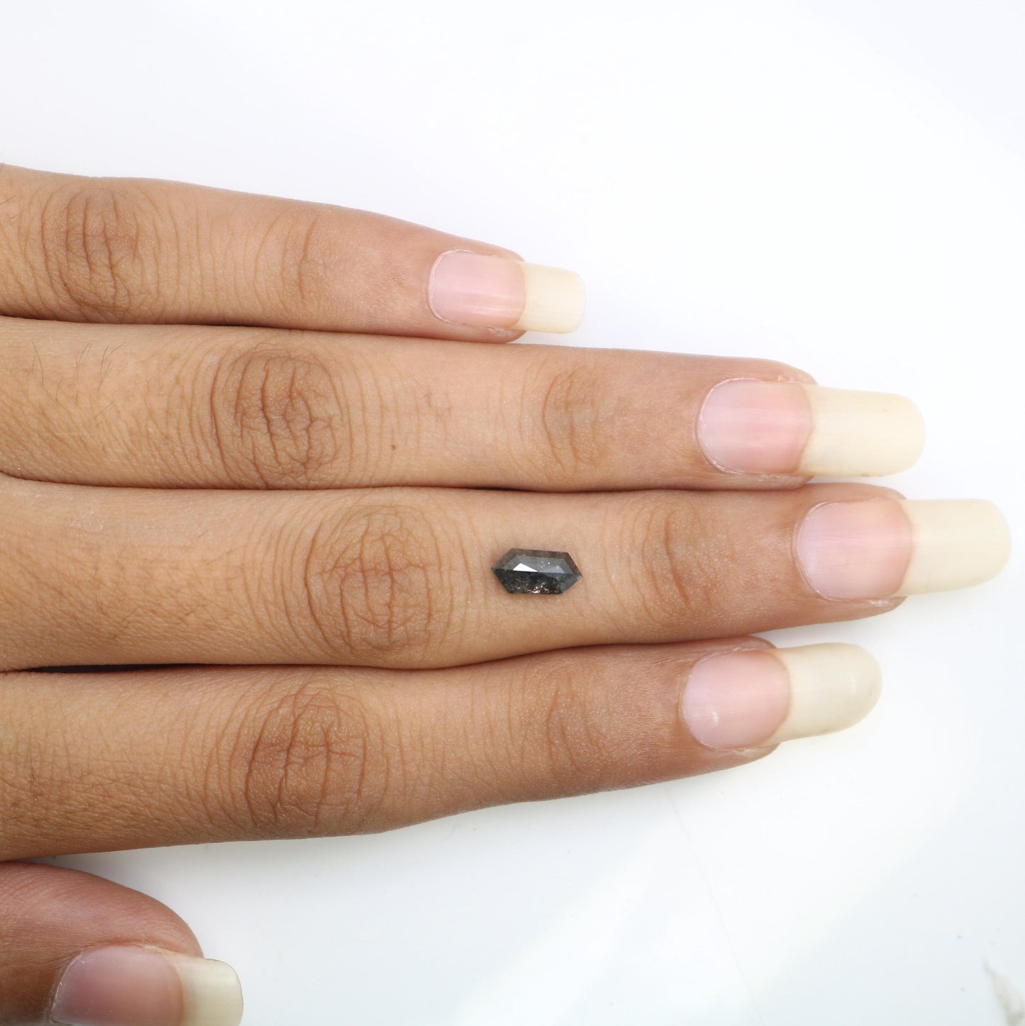 1.01 Carats Natural Loose Hexagon Salt And Pepper Diamond Black Grey Color Hexagon Shape Rose Cut Diamond