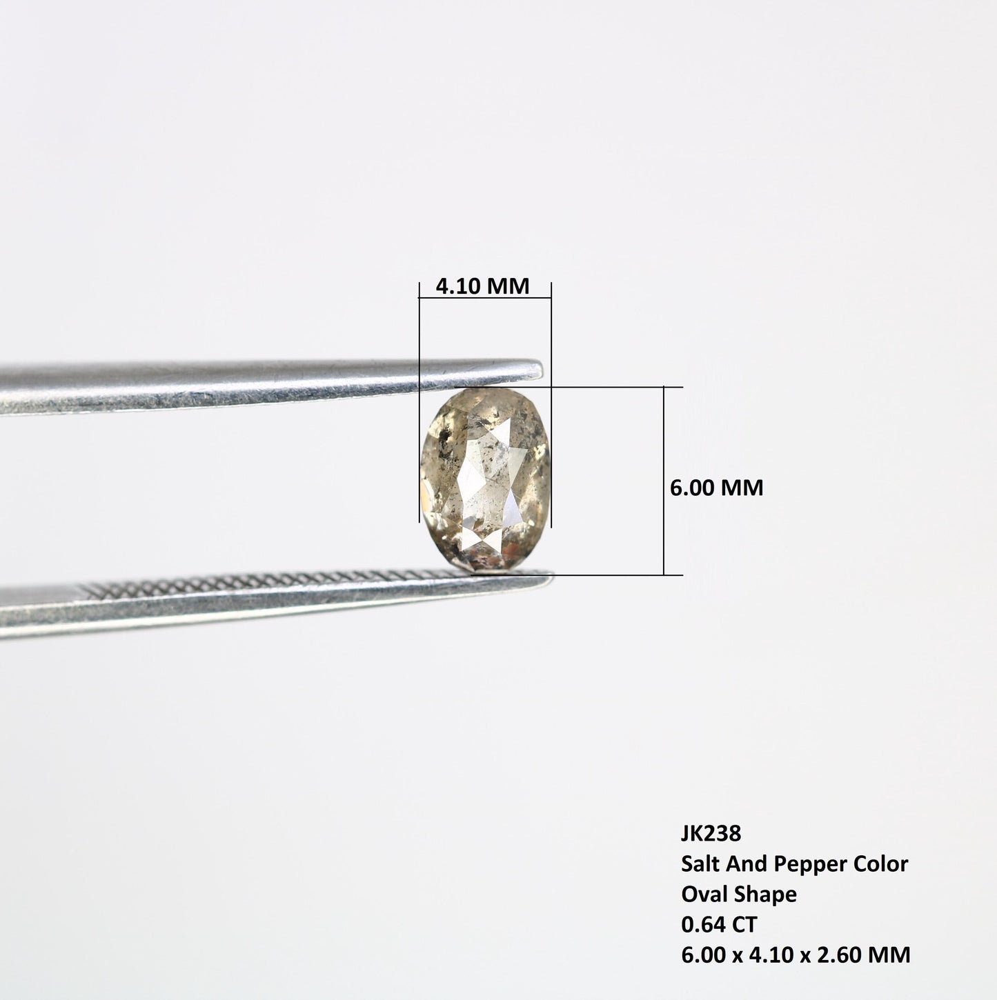 0.64 Carats Salt And Pepper Diamond, Reddish Brown Color Diamond, Natural Oval Shape Loose Rose Cut Diamond Ring Jewelry, Wholesale Diamond