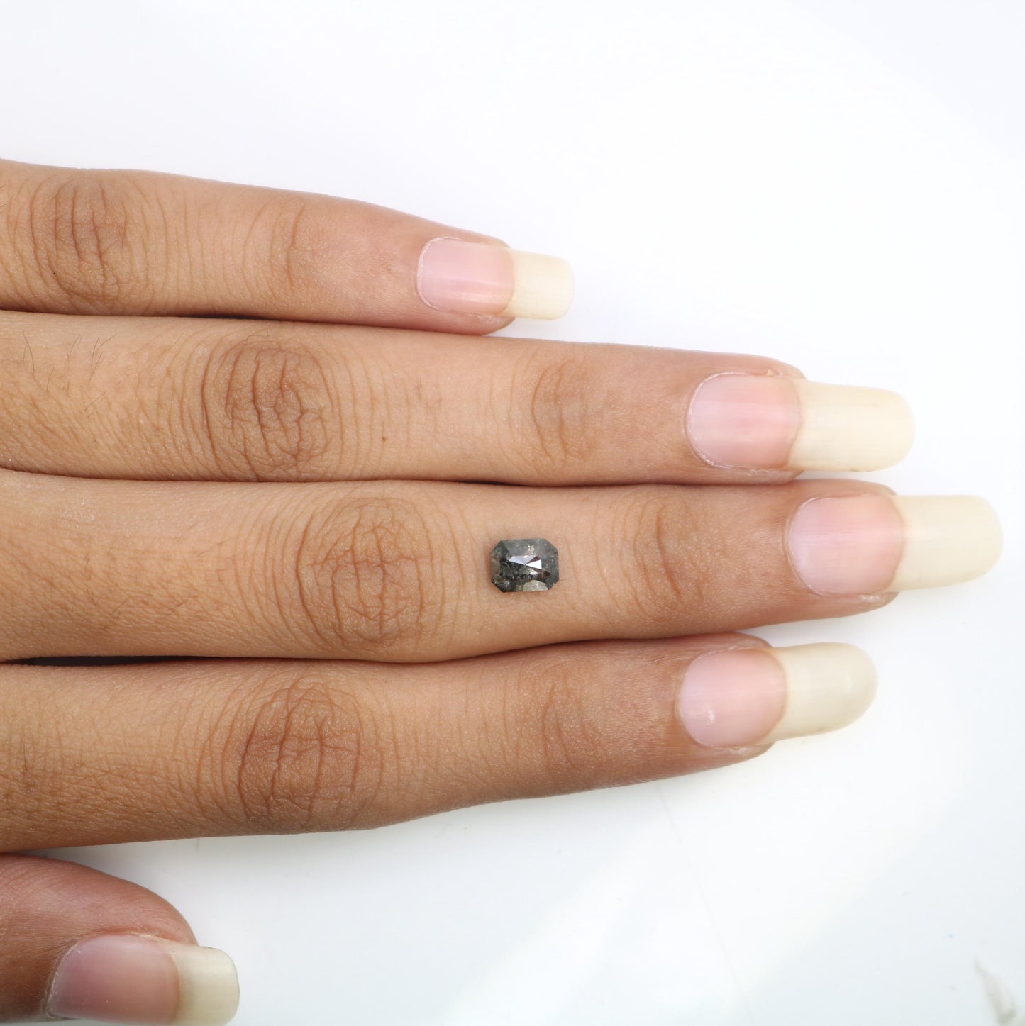 0.83 CT Natural Loose Emerald Shape Diamond Salt And Pepper Emerald Cut Diamond Natural Black Grey Emerald Rose Cut Diamond