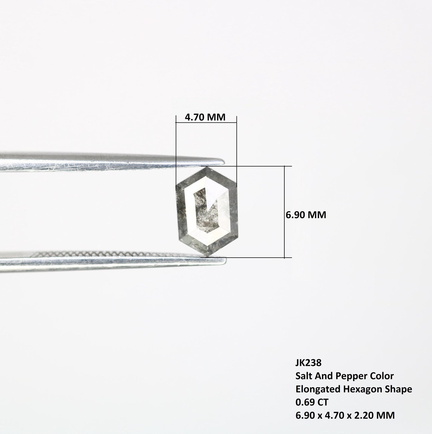 0.69 CT Salt And Pepper Hexagon Diamond Ring | Hexagon Cut Diamond | Natural Loose Diamond | For Jewelry Making