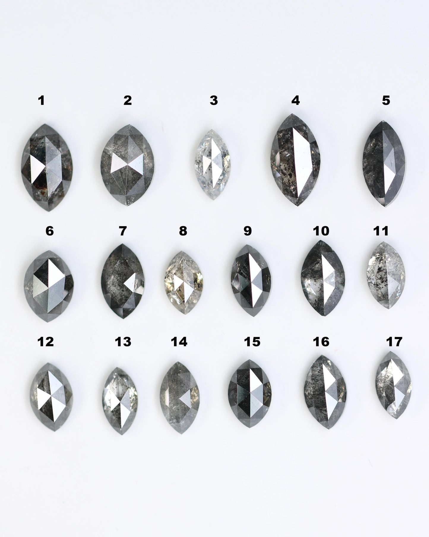 Salt and Pepper Marquise Diamond Mix Lot - Raw and Faceted Gemstones for Unique Engagement Rings, Artisan Jewelry, and Creative Designs