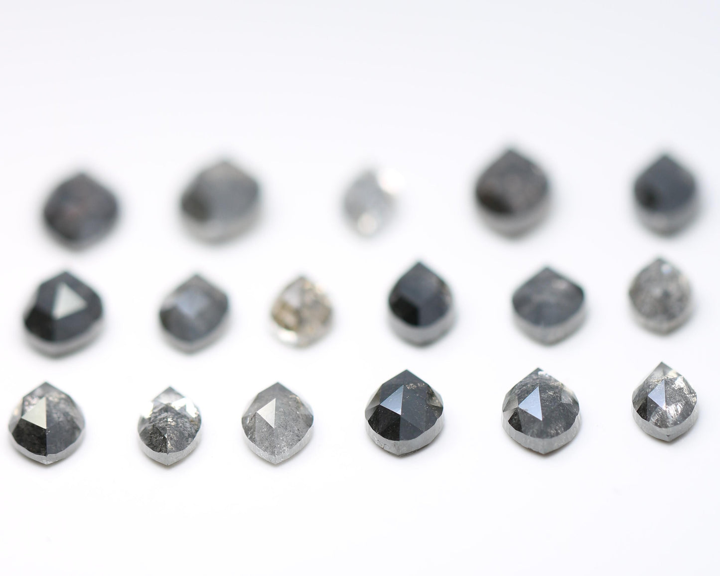 Salt and Pepper Marquise Diamond Mix Lot - Raw and Faceted Gemstones for Unique Engagement Rings, Artisan Jewelry, and Creative Designs