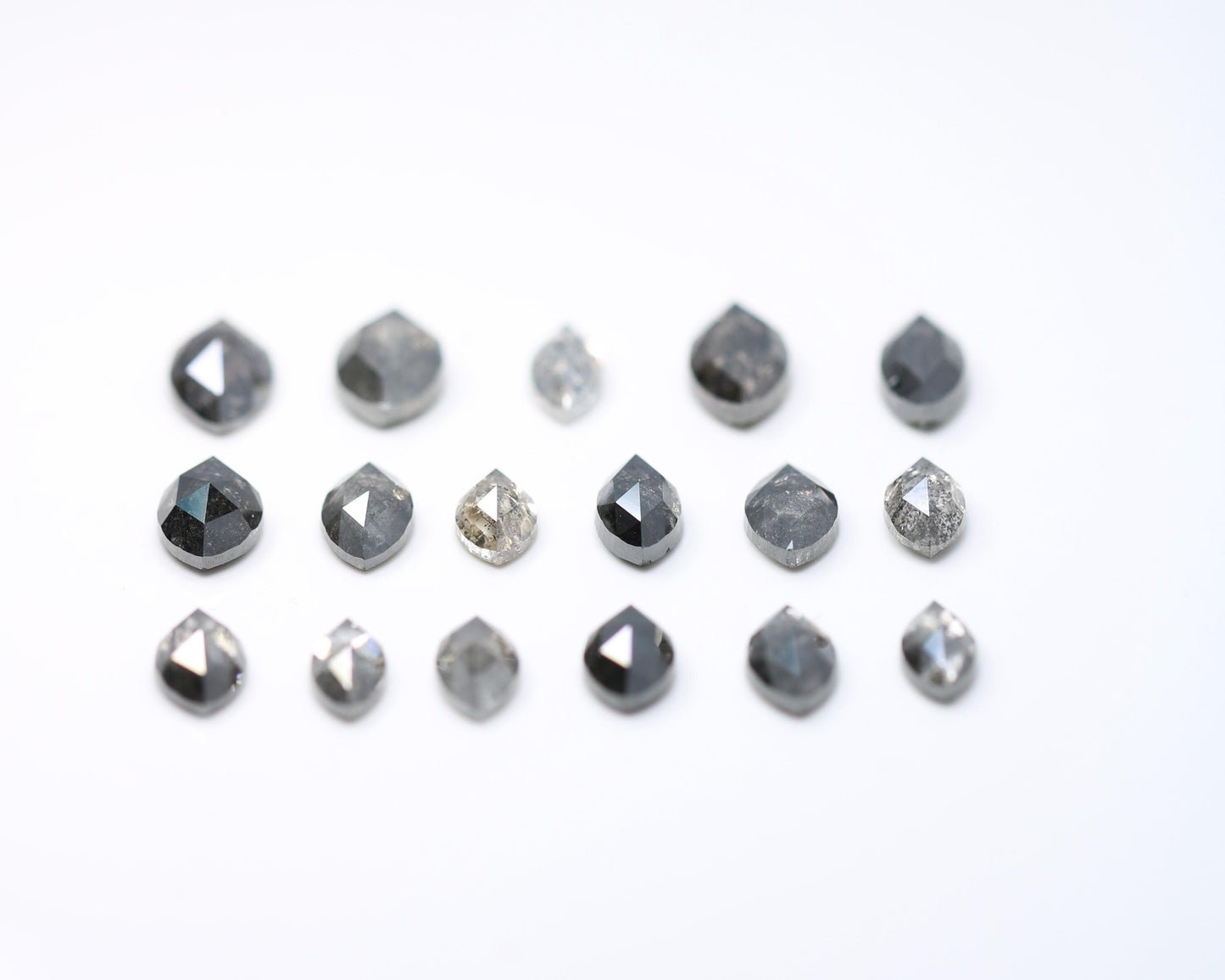 Salt and Pepper Marquise Diamond Mix Lot - Raw and Faceted Gemstones for Unique Engagement Rings, Artisan Jewelry, and Creative Designs