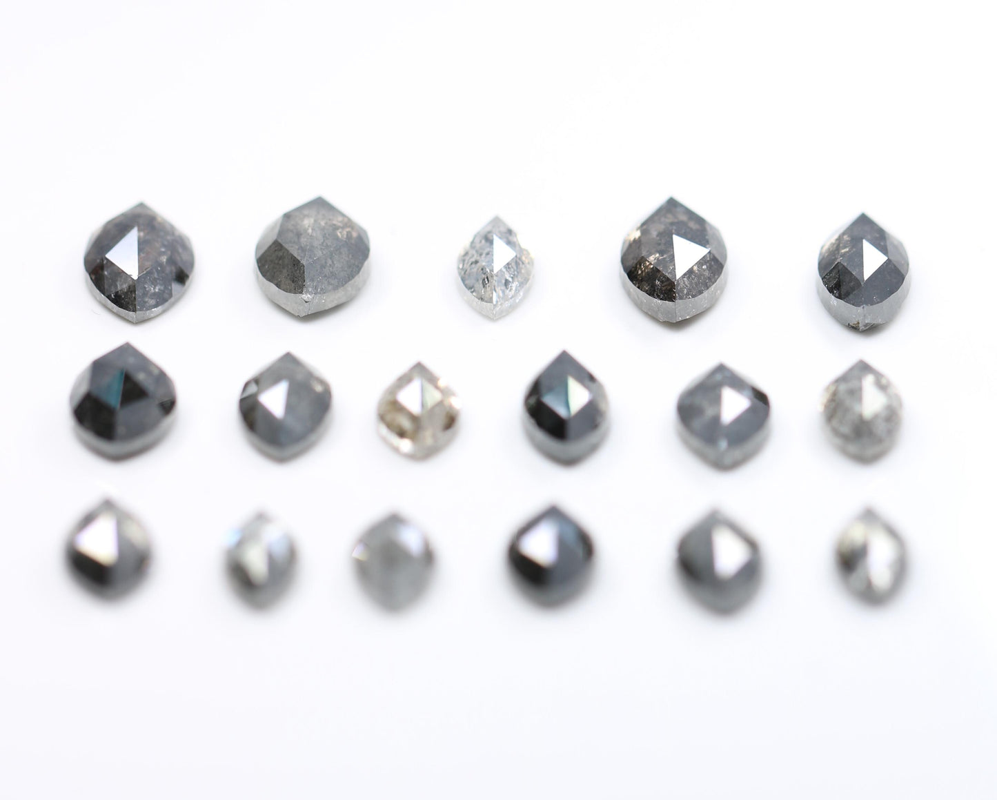 Salt and Pepper Marquise Diamond Mix Lot - Raw and Faceted Gemstones for Unique Engagement Rings, Artisan Jewelry, and Creative Designs