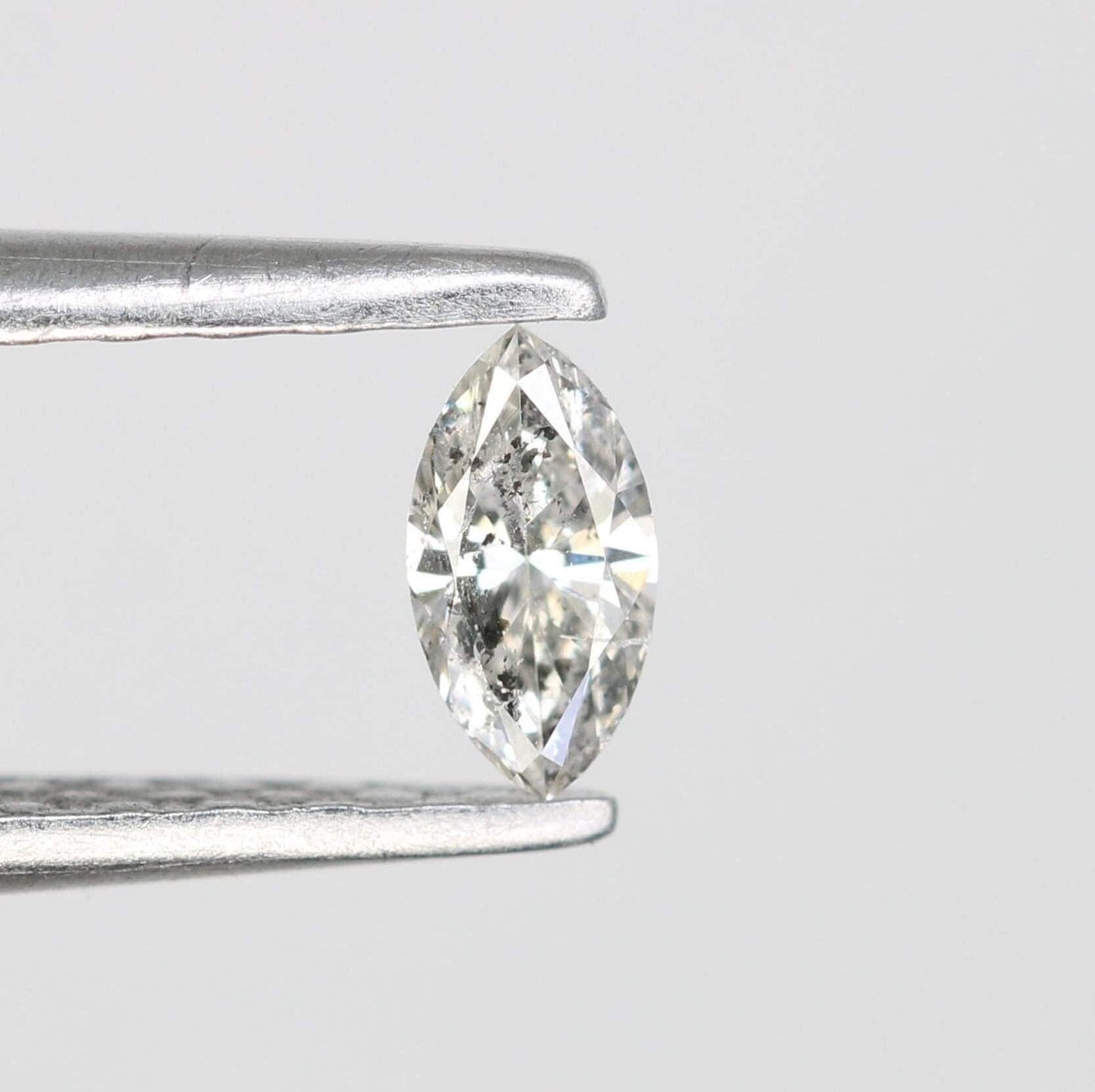 0.14 CT Ethically Sourced Marquise Cut Salt and Pepper Diamond - Handcrafted Artisan Engagement Ring for the Modern Romantic