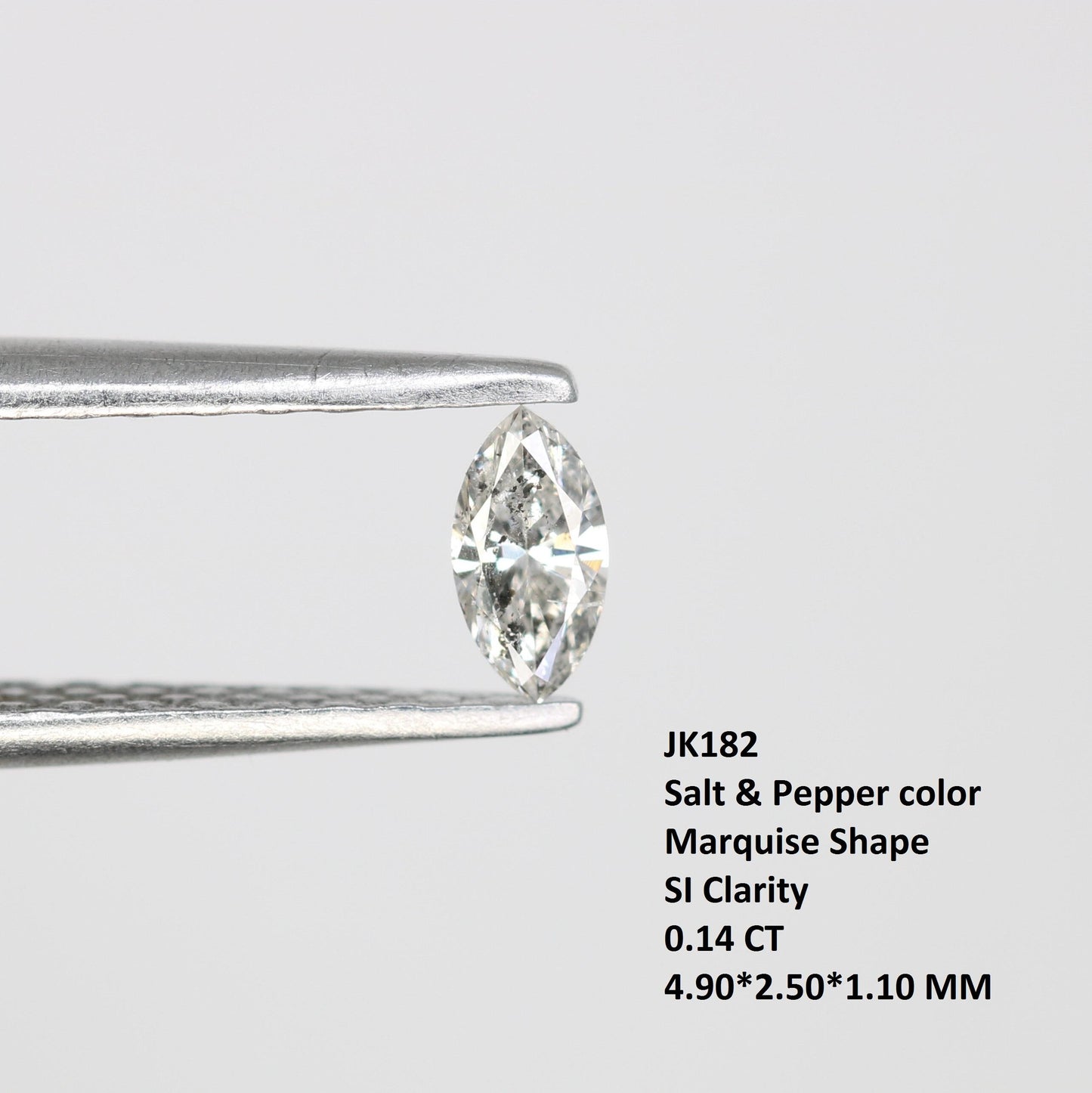 0.14 CT Ethically Sourced Marquise Cut Salt and Pepper Diamond - Handcrafted Artisan Engagement Ring for the Modern Romantic