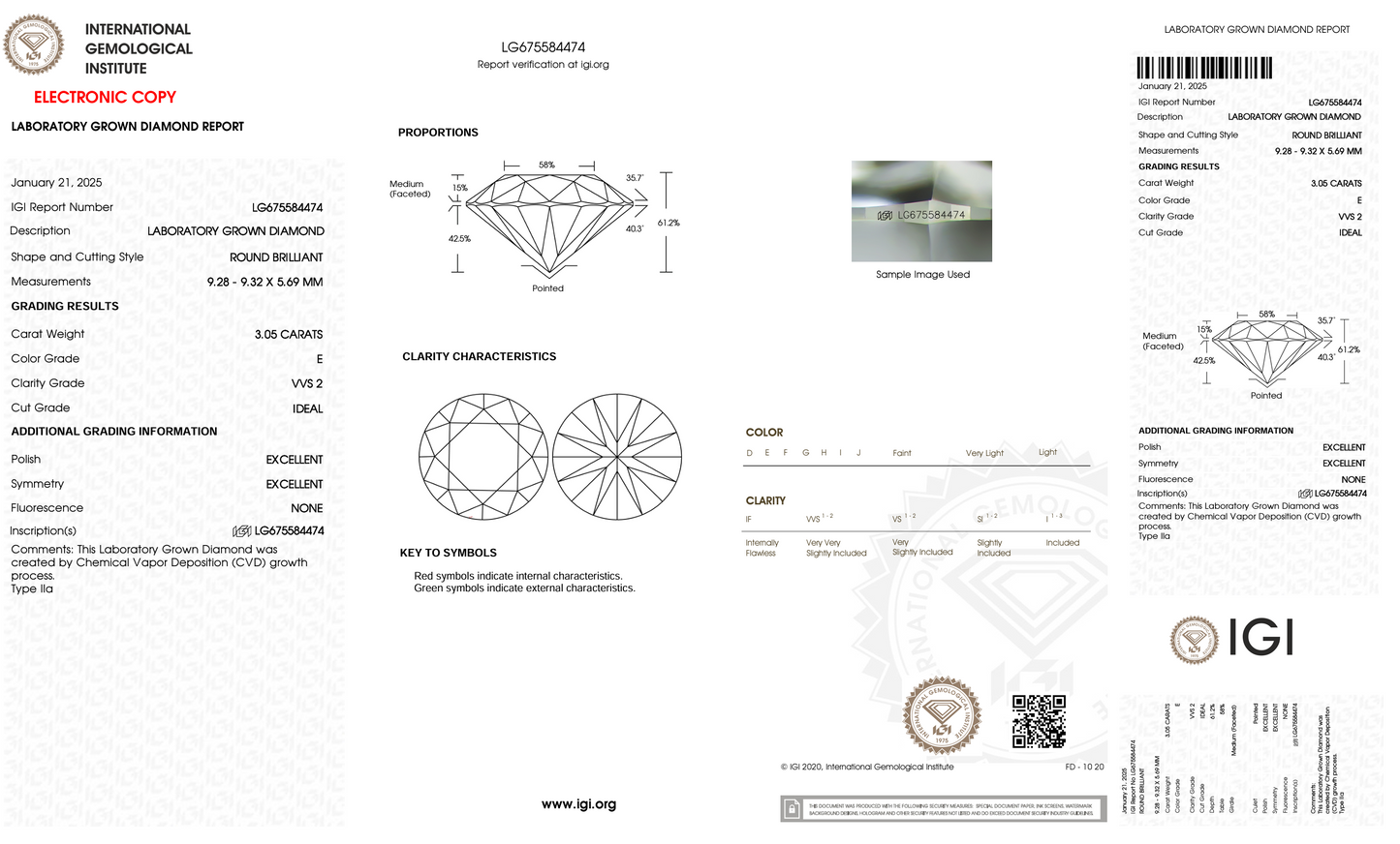 3 CT Round Cut Lab-Grown Diamond IGI Certified