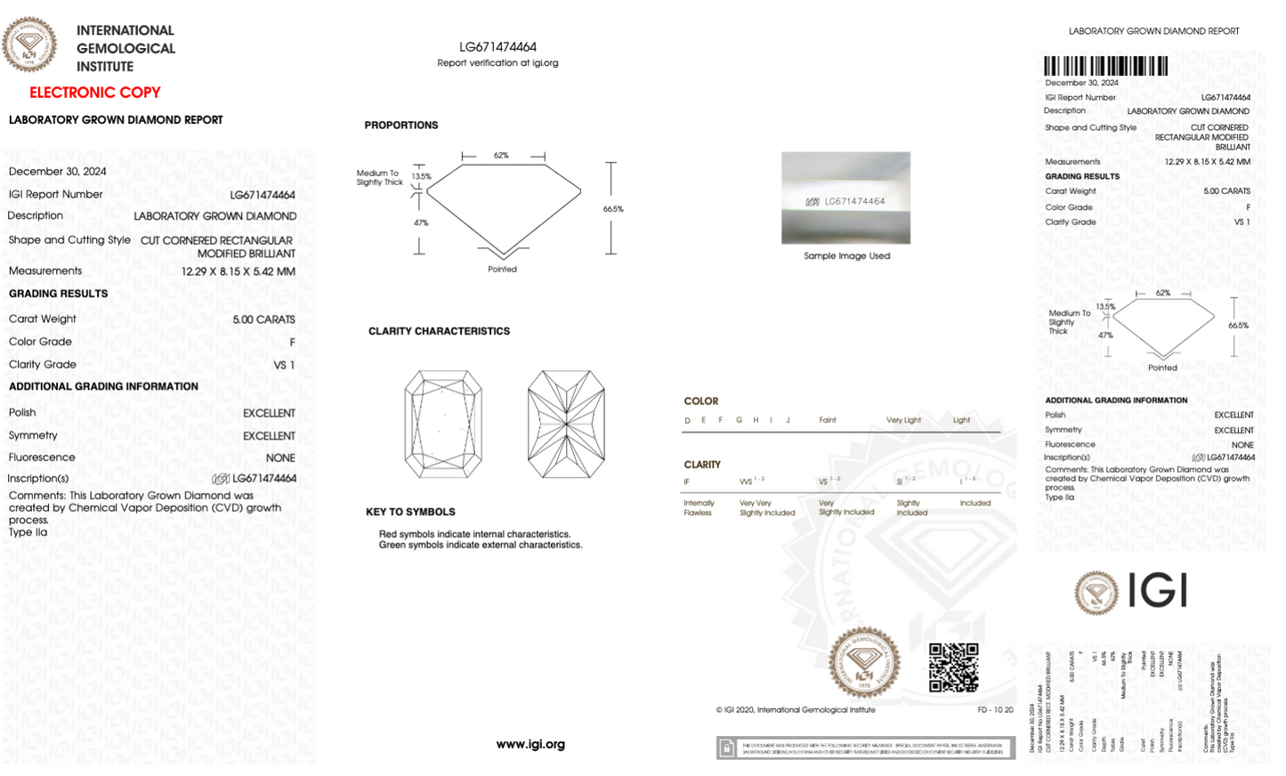 5 CT Radiant Cut Lab Grown Diamond IGI Certified
