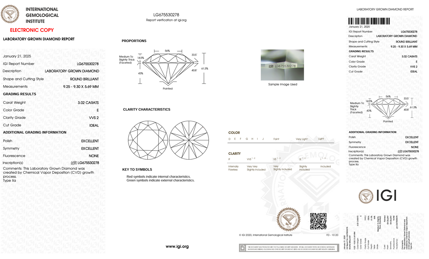 3 CT Round Cut Lab-Grown Diamond IGI Certified