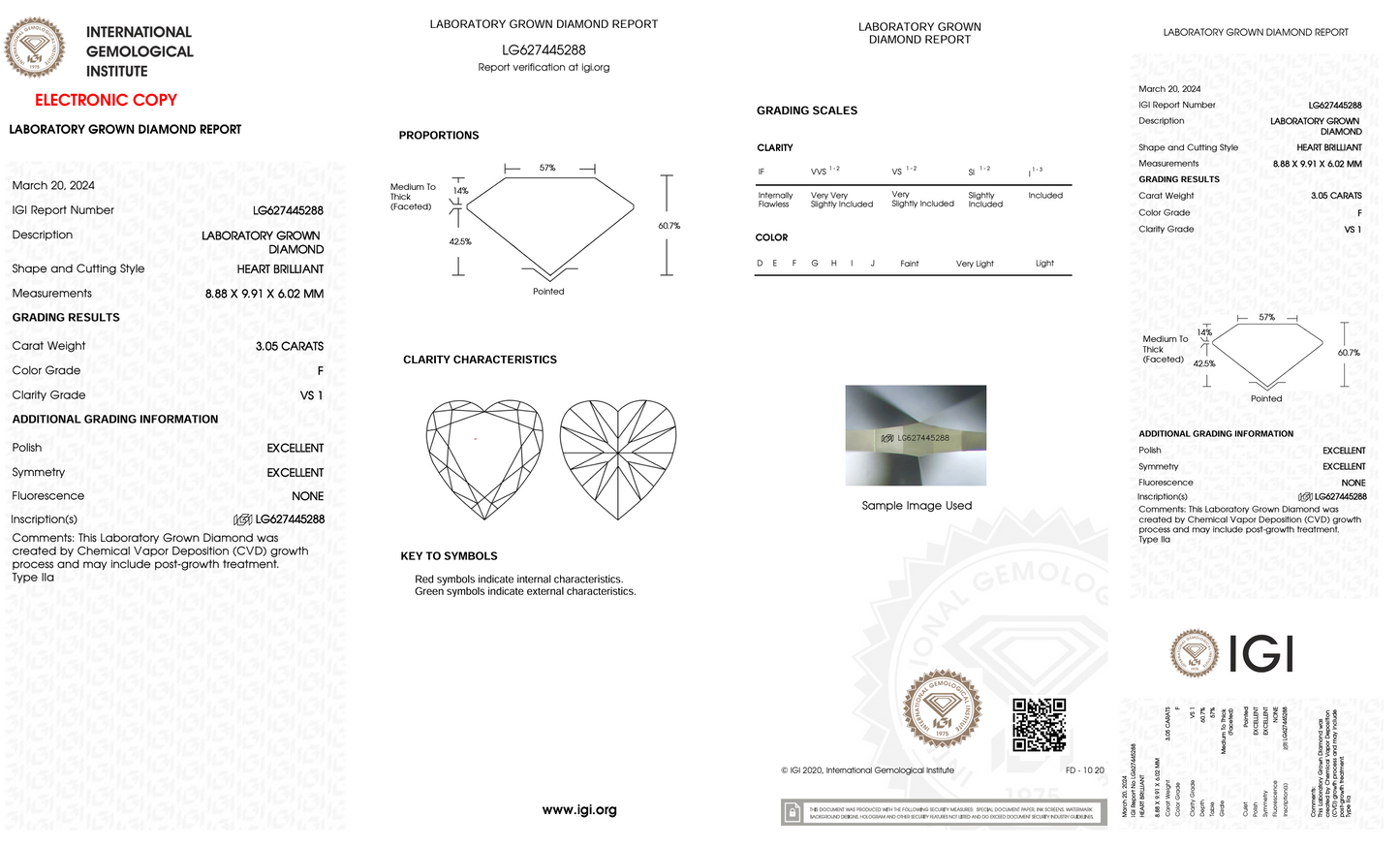 3 Carat Heart Cut Lab Grown Diamond IGI Certified