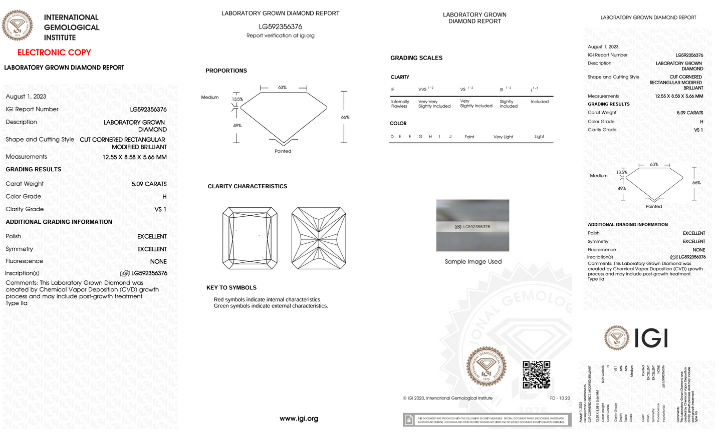5 CT Radiant Cut Lab Grown Diamond IGI Certified