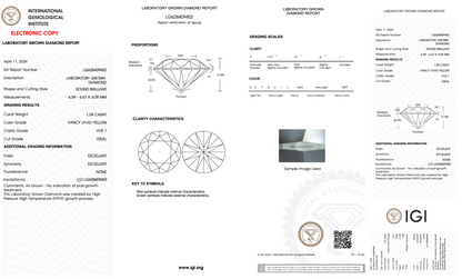 1  Carat Round Cut Lab Grown Diamond IGI Certified