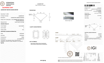 5 CT Radiant Cut Lab Grown Diamond IGI Certified