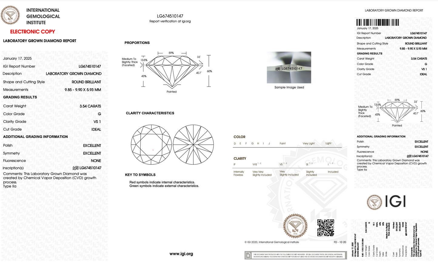 3 CT Round Cut Lab-Grown Diamond IGI Certified
