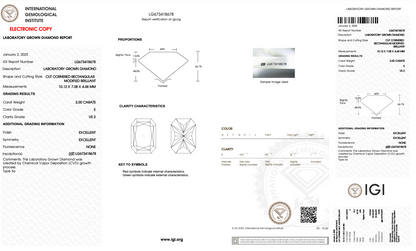 3 CT Radiant Cut Lab Grown Diamond IGI Certified