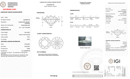 1  Carat Round Cut Lab Grown Diamond IGI Certified