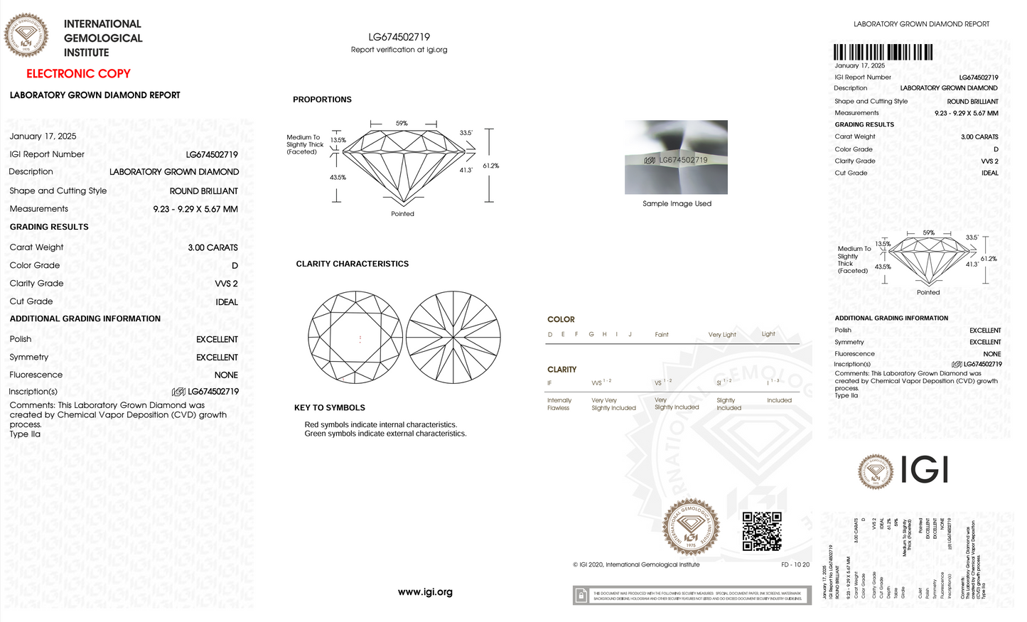 3 CT Round Cut Lab-Grown Diamond IGI Certified