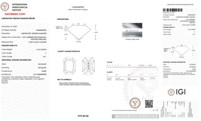 5 CT Radiant Cut Lab Grown Diamond IGI Certified