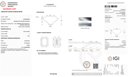 5 CT Radiant Cut Lab Grown Diamond IGI Certified