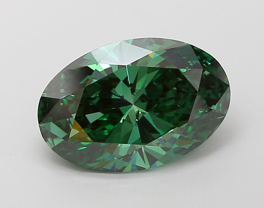 3 CT Fancy Green Oval Cut Lab-Grown Diamond IGI Certified
