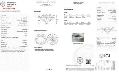 1  Carat Round Cut Lab Grown Diamond IGI Certified