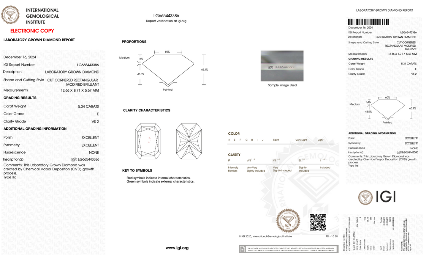 5 CT Radiant Cut Lab Grown Diamond IGI Certified