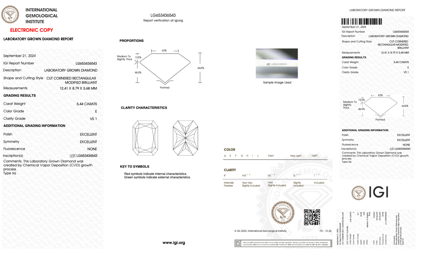 5 CT Radiant Cut Lab Grown Diamond IGI Certified